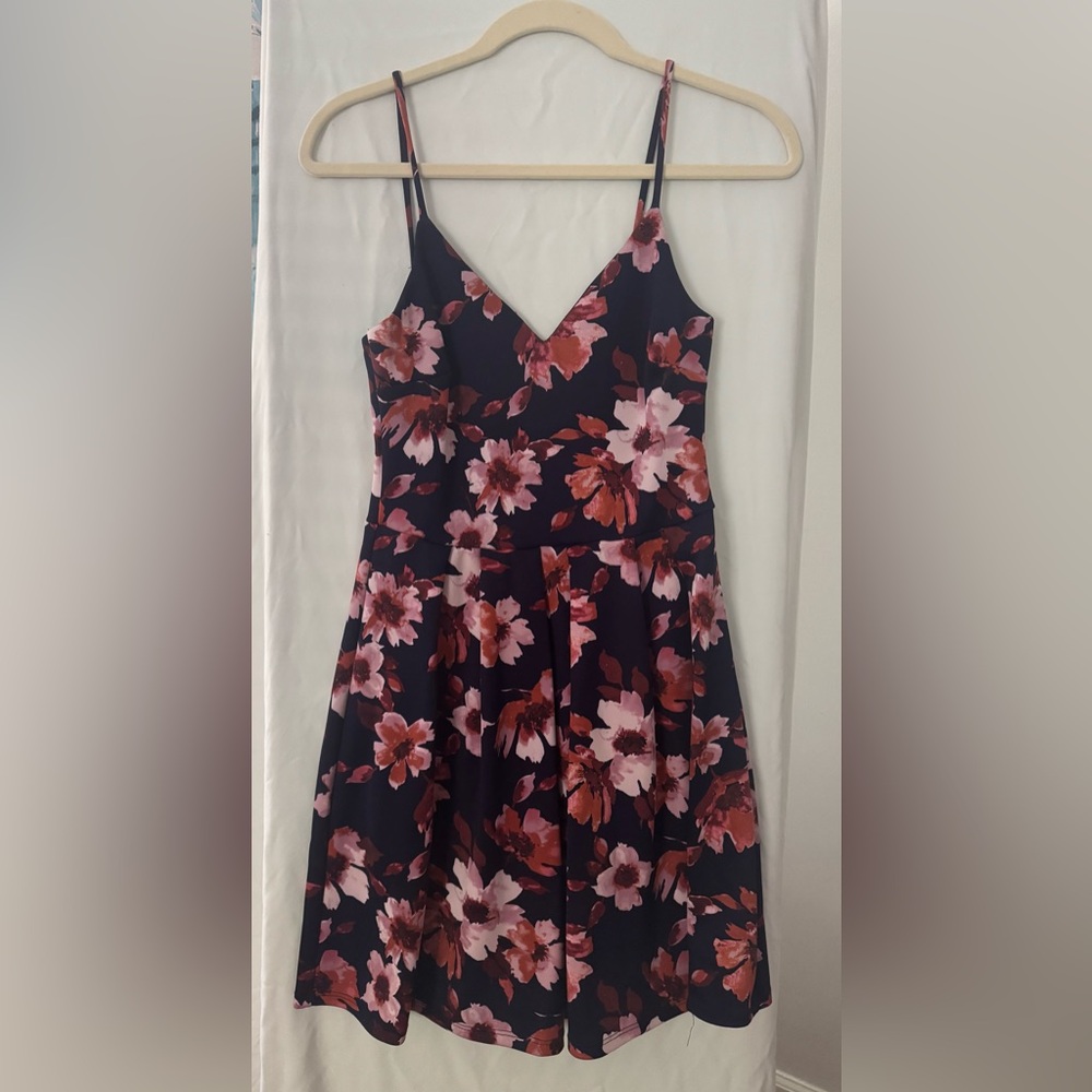Soprano Pink and Orange Sleeveless V-Neck Mini Dress